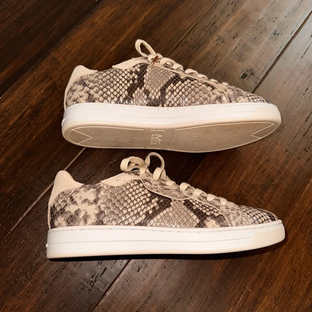 Michael Kors Keating Snake Print Leather Lace Up Casual Sneakers Size 6.5